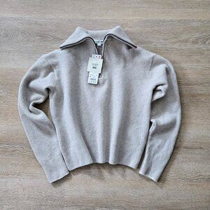 UNIQLO Premium Lambswool Half-Zip Long-Sleeve Knit Sweater Size Medium NWT